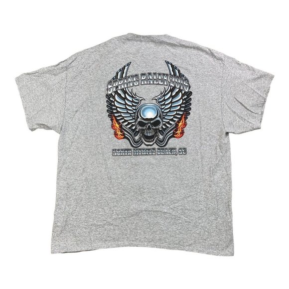 Spring Bike Rally 2016 Gray T-Shirt 2XL N. Myrtle Beach SC Skull With Wings NWOT - Picture 1 of 7